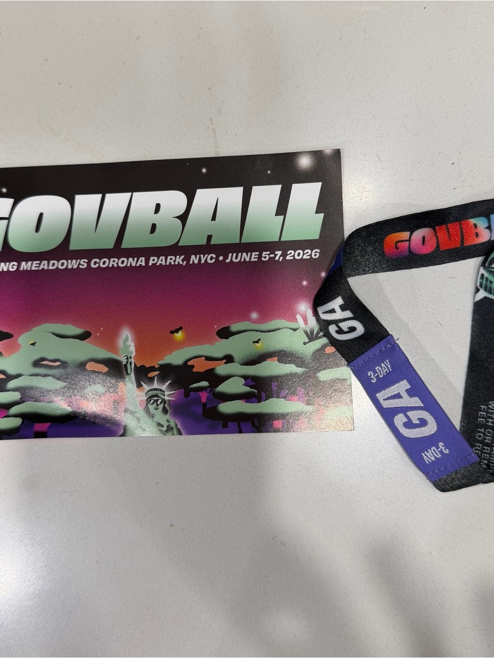 Govball 3 Day GA Pass Wristband